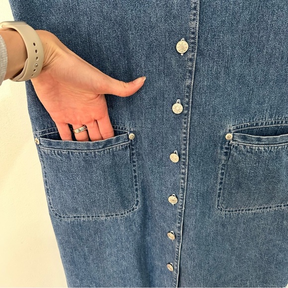 Women’s Denim & Co Denim Button-Down Dress 100% Cotton Blue Vintage Sz Medium - Picture 7 of 12